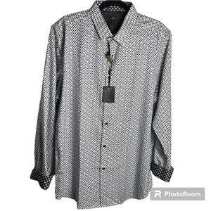 A.K.A.  silk look dress shirt . Sz 1X., two tone contrasting cuff